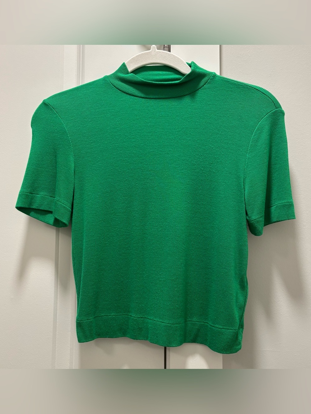 Aritzia Green Short-Sleeve Mock Neck Tee
